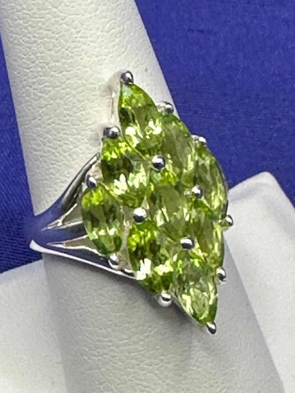 Genuine Peridot Sterling Gemstone Ring. Size 8
